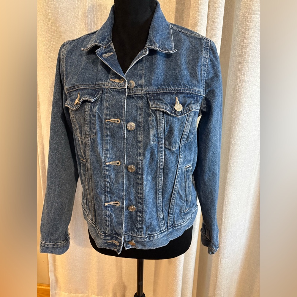 Gap 1969 Blue Jean Denim Jacket Sz med  Womens Western Stretch Motorcycle Coat